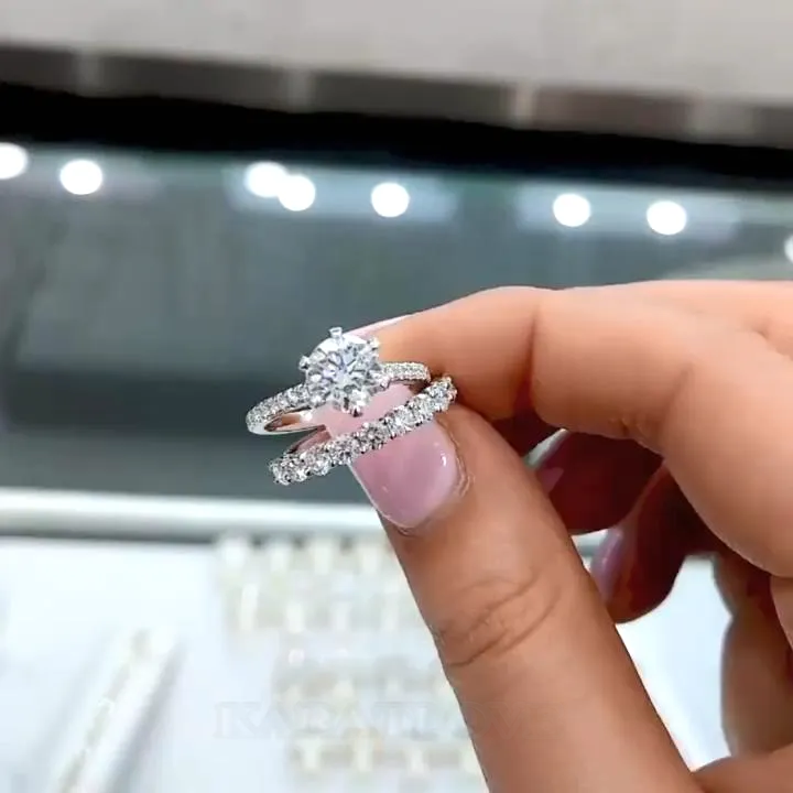 Round Cut Diamond White Bridal Sets in 925 Sterling Silver Round Cut Diamond White Bridal Sets in 925 Sterling Silver