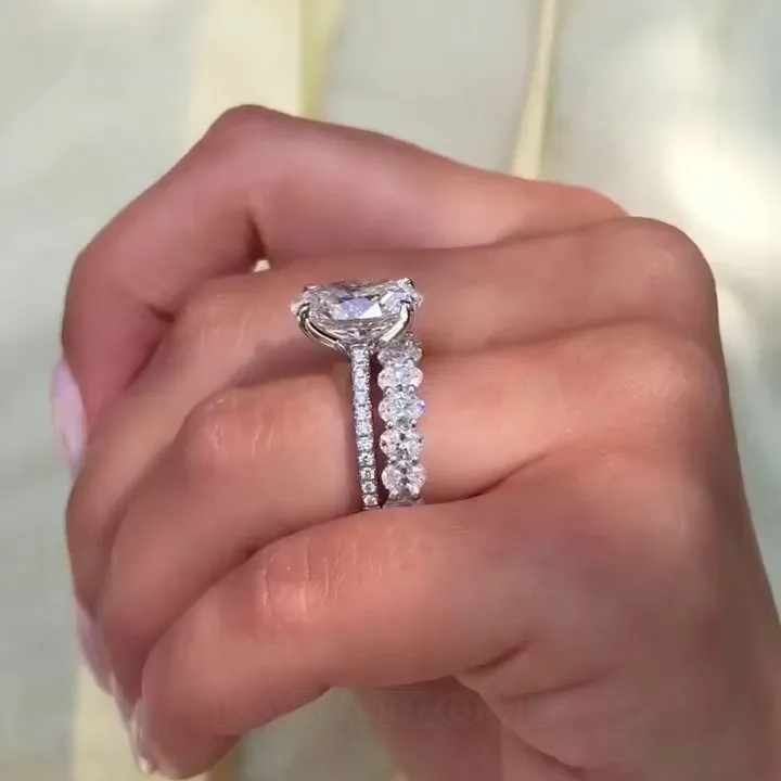 Oval Cut Diamond White 2-Piece Ring Sets in 925 Sterling Silver Oval Cut Diamond White 2-Piece Ring Sets in 925 Sterling Silver