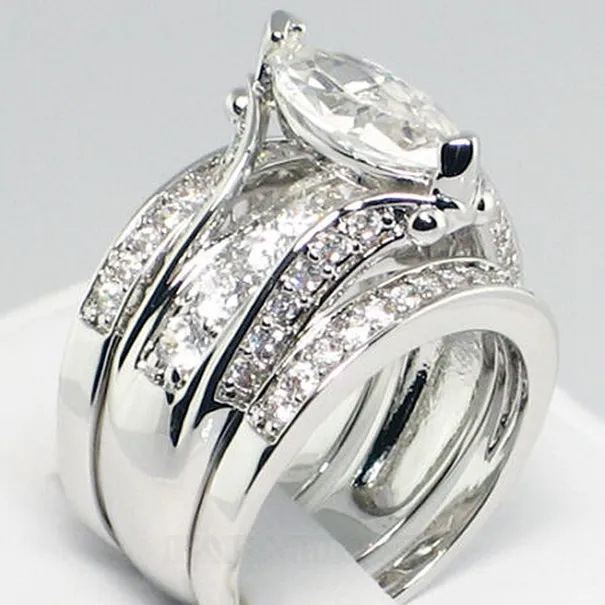 Marquise Cut Diamond White 3-piece Bridal Sets in 925 Sterling Silver Marquise Cut Diamond White 3-piece Bridal Sets in 925 Sterling Silver