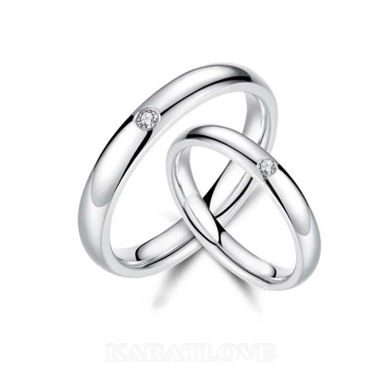Round Diamond White Sterling Silver Couple Rings Round Diamond White Sterling Silver Couple Rings