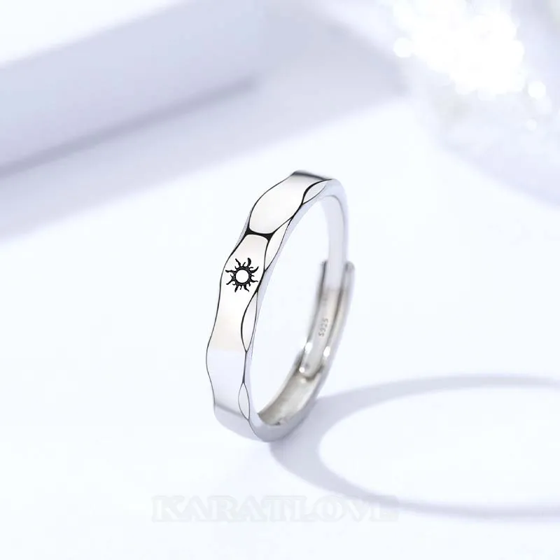 Sun and Moon Sterling Silver Couple Rings