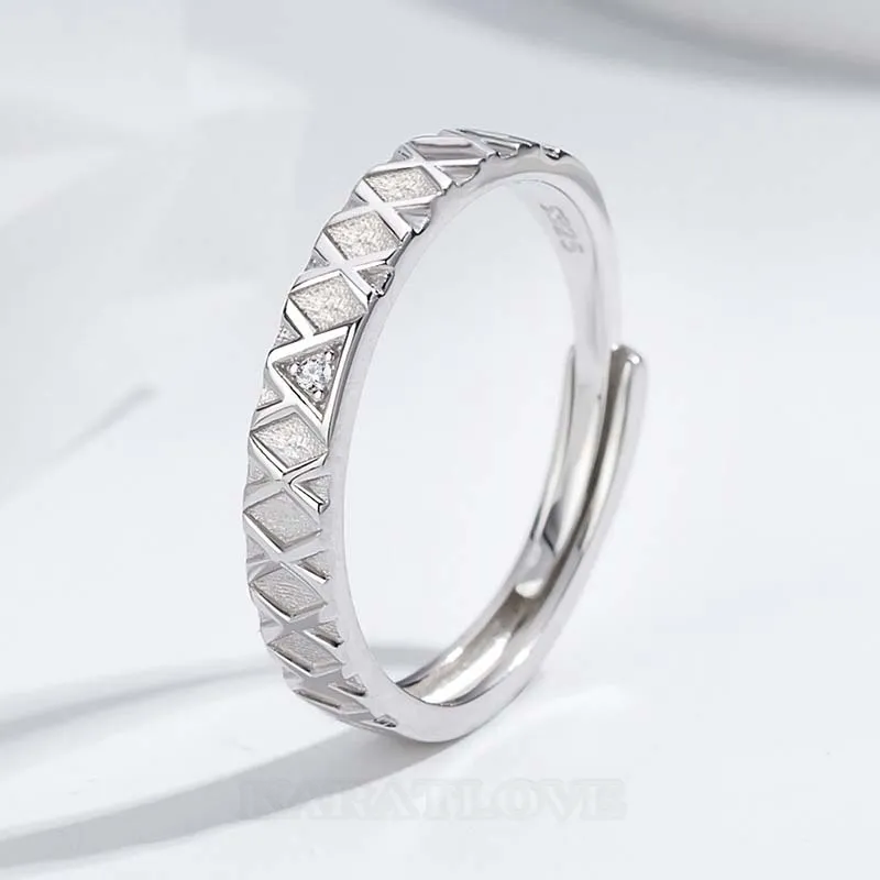Round Diamond White Sterling Silver Couple Rings