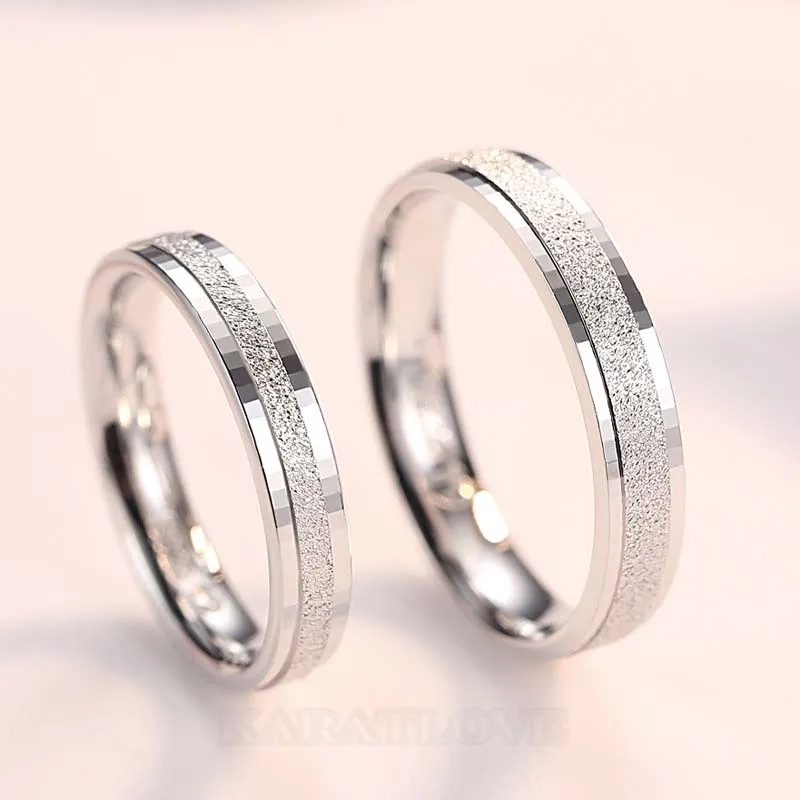 Scrub Sterling Silver Couple Rings