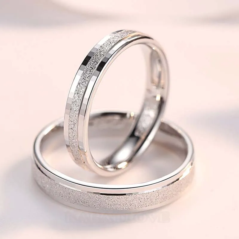 Scrub Sterling Silver Couple Rings
