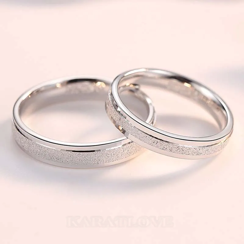 Scrub Sterling Silver Couple Rings