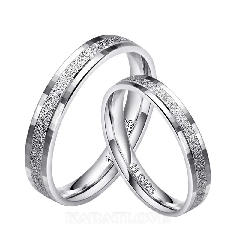 Scrub Sterling Silver Couple Rings