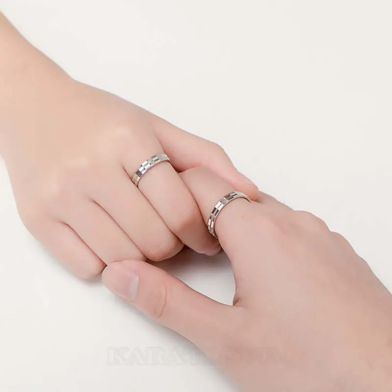 Shining Sterling Silver Couple Rings