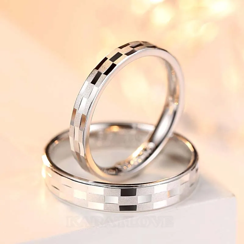 Scrub Sterling Silver Couple Rings