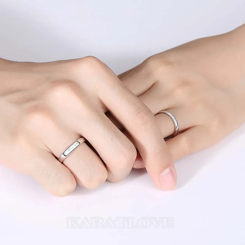 Heartbeat Sterling Silver Couple Rings