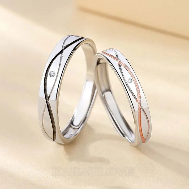 Round Diamond White Sterling Silver Couple Rings Round Diamond White Sterling Silver Couple Rings