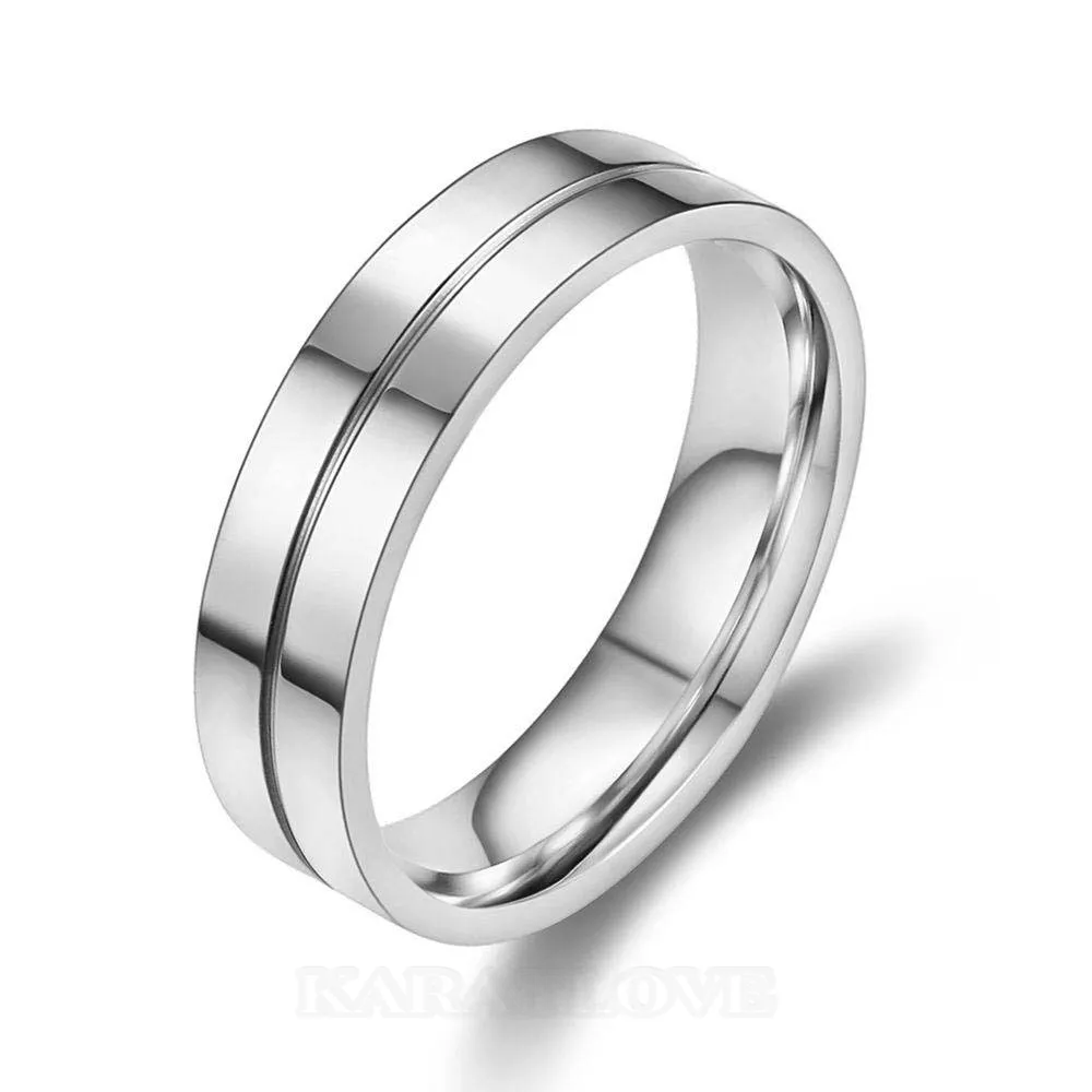 Round Diamond White Titanium Couple Rings