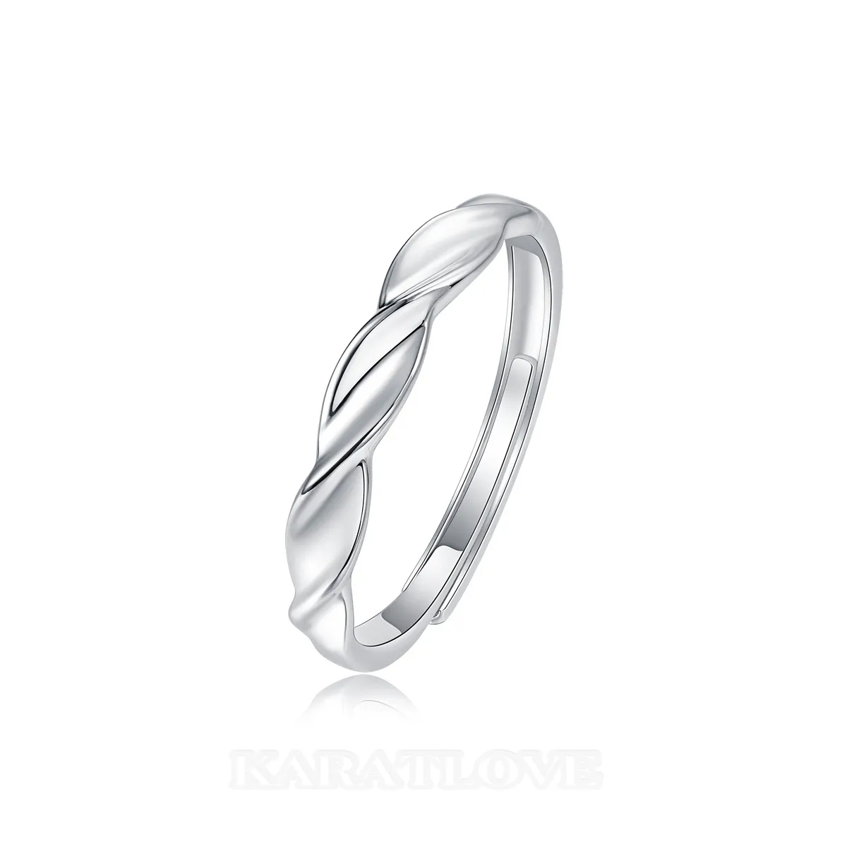 Round Cut Moissanite Diamond White 925 Sterling Silver Adjustable Size Couple Rings