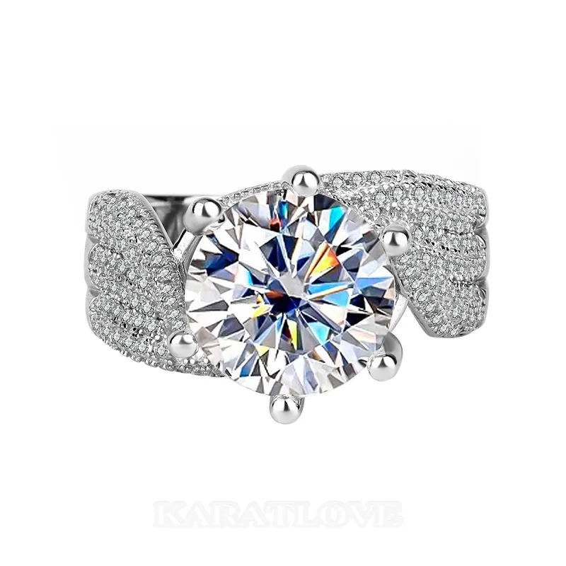 Round Cut Moissanite Diamond White 925 Sterling Silver Art Deco Engagement Ring Round Cut Moissanite Diamond White 925 Sterling Silver Art Deco Engagement Ring