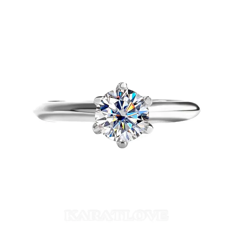 Round Cut Moissanite Diamond White 925 Sterling Silver Solitaire Engagement Ring Round Cut Moissanite Diamond White 925 Sterling Silver Solitaire Engagement Ring