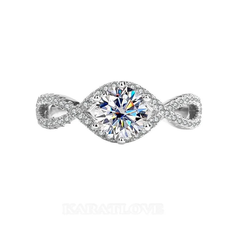 Round Cut Moissanite Diamond White 925 Sterling Silver Halo Engagement Ring Round Cut Moissanite Diamond White 925 Sterling Silver Halo Engagement Ring