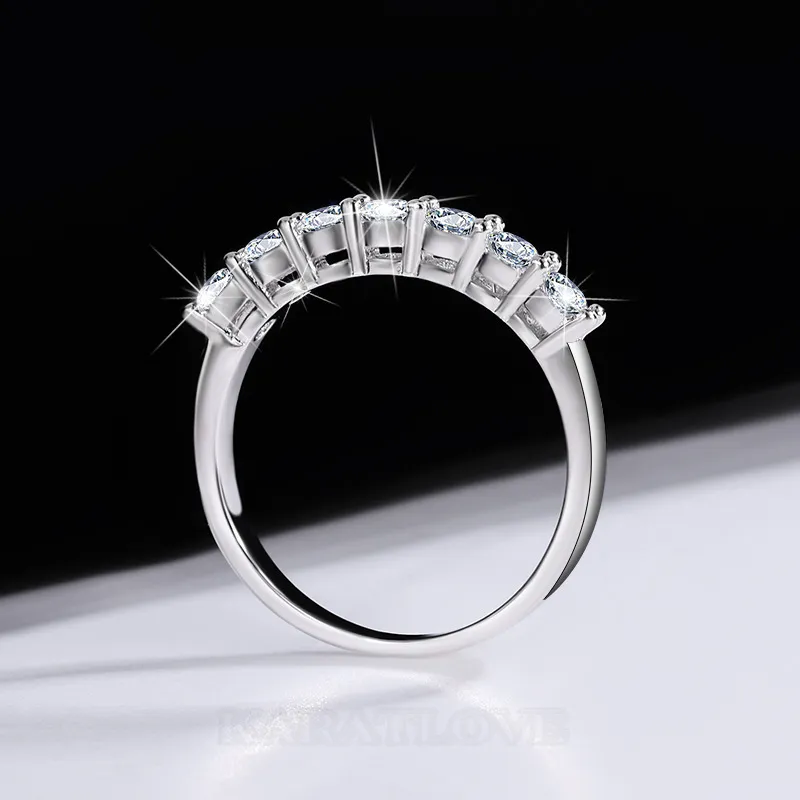 Round Cut Moissanite Diamond White 925 Sterling Silver Wedding Band