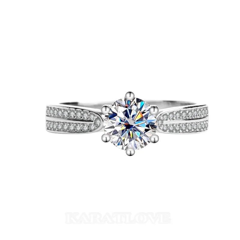 Round Cut Moissanite Diamond White 925 Sterling Silver Classic Engagement Ring Round Cut Moissanite Diamond White 925 Sterling Silver Classic Engagement Ring