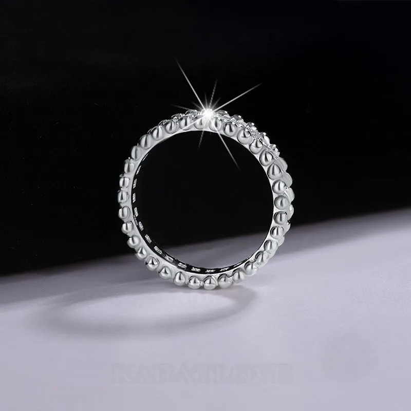 Round Cut Moissanite Diamond White 925 Sterling Silver Wedding Band