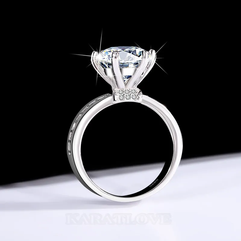 Round Cut Moissanite Diamond White 925 Sterling Silver Classic Engagement Ring