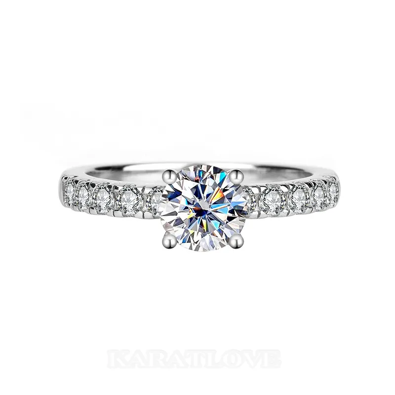 Round Cut Moissanite Diamond White 925 Sterling Silver Classic Engagement Ring Round Cut Moissanite Diamond White 925 Sterling Silver Classic Engagement Ring