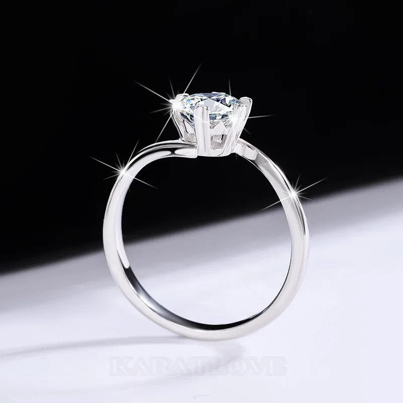 Round Cut Moissanite Diamond White 925 Sterling Silver Solitaire Engagement Ring