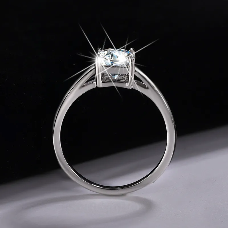 Asscher Cut Moissanite Diamond White 925 Sterling Silver Solitaire Engagement Ring