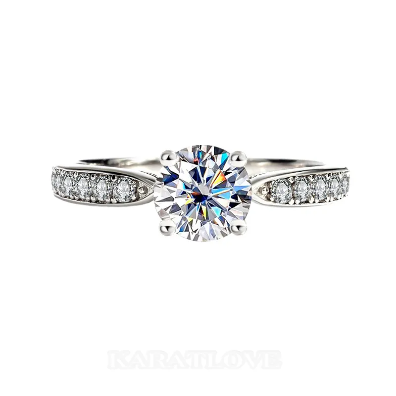 Round Cut Moissanite Diamond White 925 Sterling Silver Classic Engagement Ring Round Cut Moissanite Diamond White 925 Sterling Silver Classic Engagement Ring