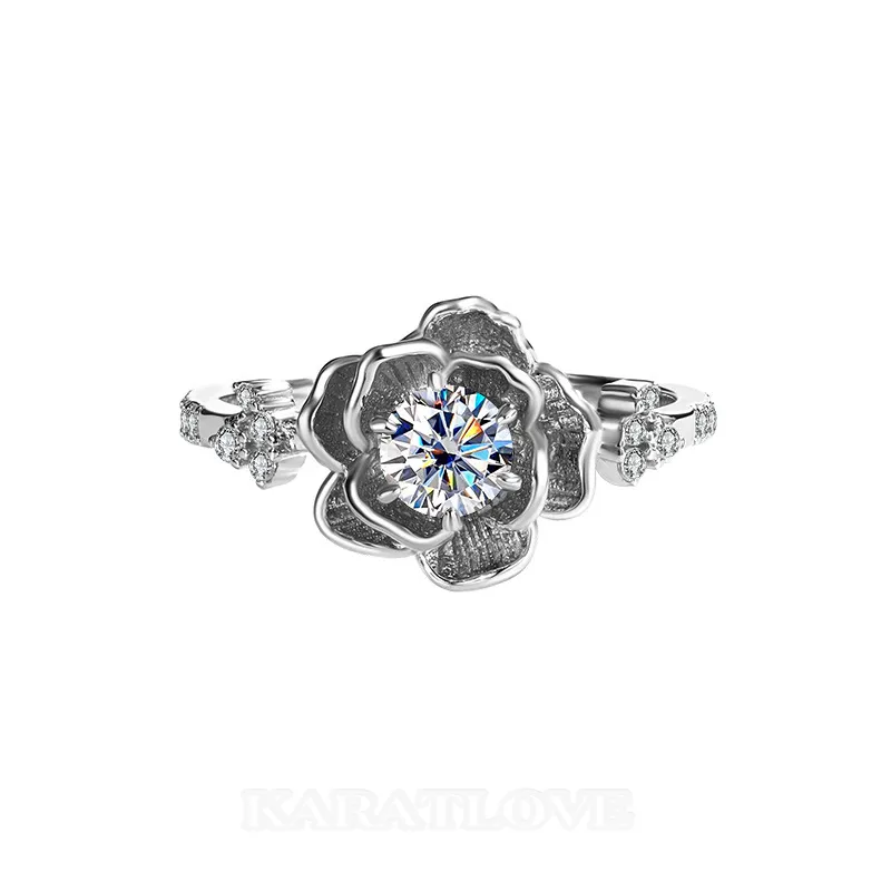 Round Cut Moissanite Diamond White 925 Sterling Silver Art Deco Engagement Ring Round Cut Moissanite Diamond White 925 Sterling Silver Art Deco Engagement Ring