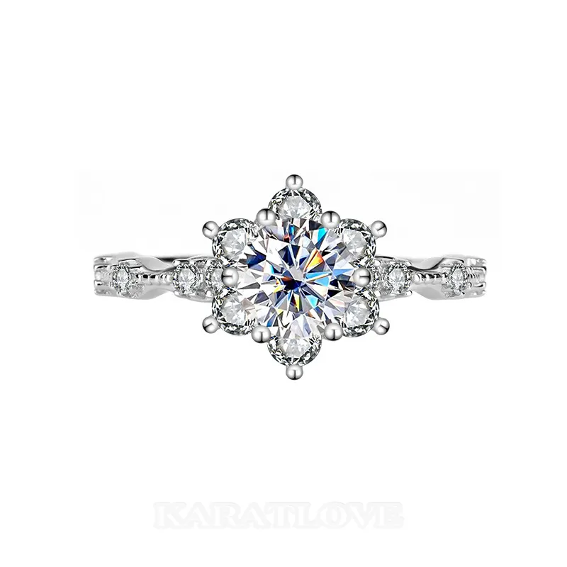 Round Cut Moissanite Diamond White 925 Sterling Silver Halo Engagement Ring Round Cut Moissanite Diamond White 925 Sterling Silver Halo Engagement Ring