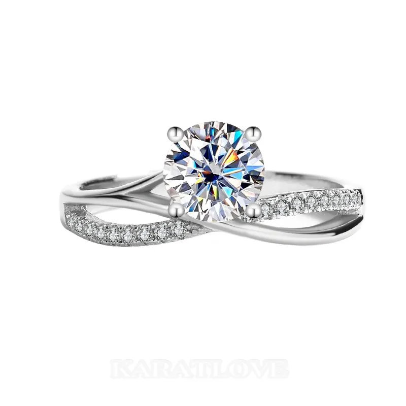Round Cut Moissanite Diamond White 925 Sterling Silver Classic Engagement Ring Round Cut Moissanite Diamond White 925 Sterling Silver Classic Engagement Ring