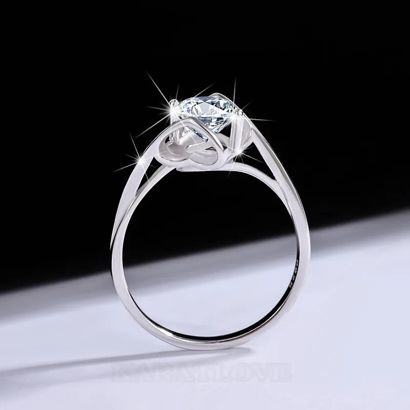 Round Cut Moissanite Diamond White 925 Sterling Silver Solitaire Engagement Ring