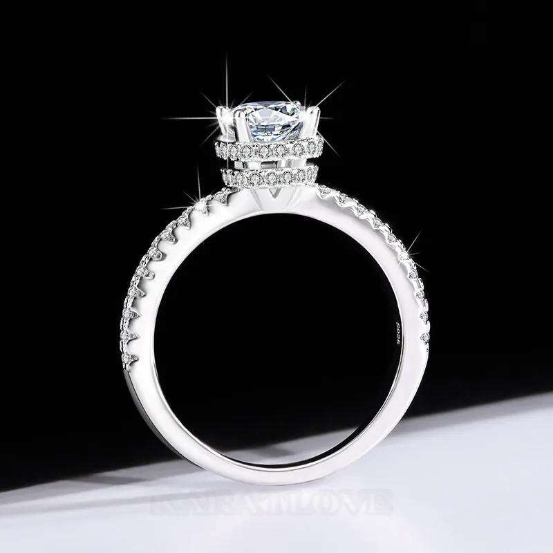 Round Cut Moissanite Diamond White 925 Sterling Silver Classic Engagement Ring
