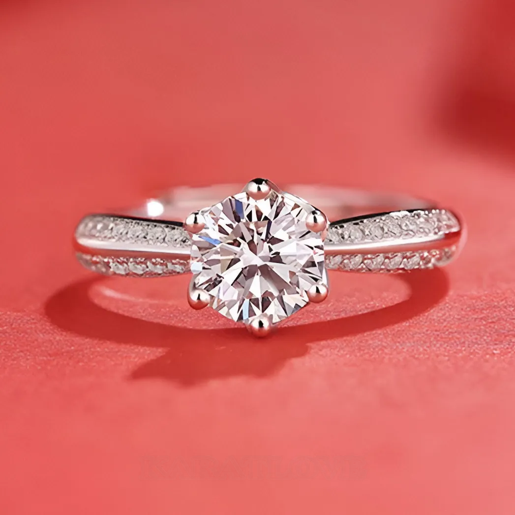 Round Cut Moissanite Diamond White 925 Sterling Silver Adjustable Size Engagement Ring Round Cut Moissanite Diamond White 925 Sterling Silver Adjustable Size Engagement Ring