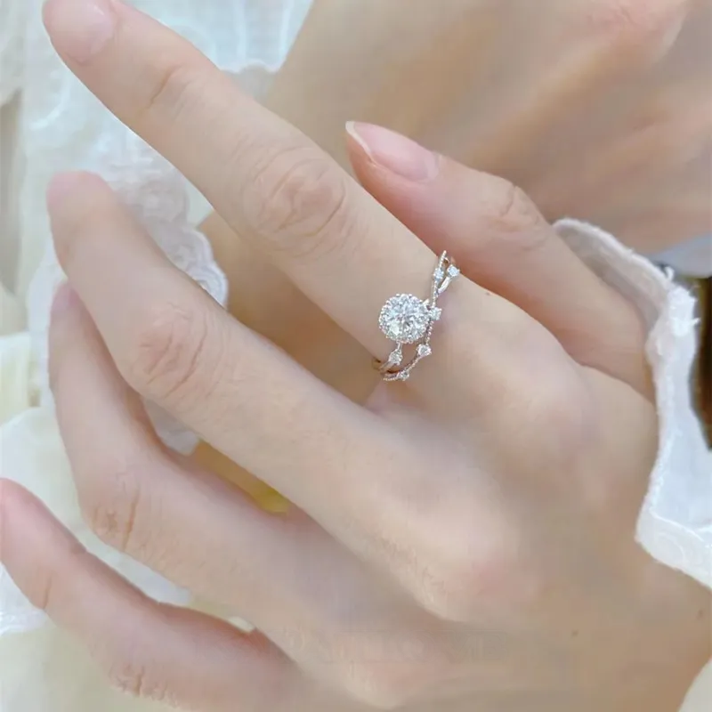 Round Cut Moissanite Diamond White 925 Sterling Silver Halo Engagement Ring Round Cut Moissanite Diamond White 925 Sterling Silver Halo Engagement Ring