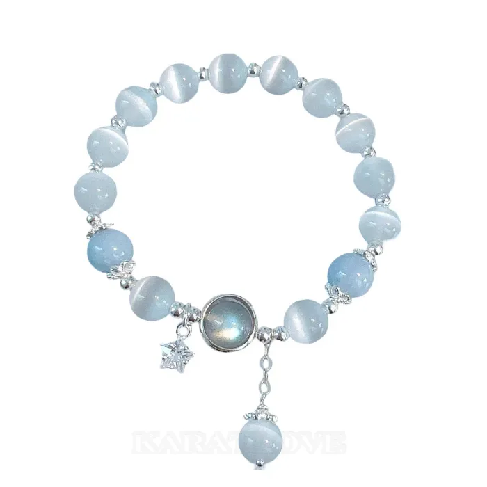 Light Blue Opal Crystal 925 Sterling Silver 7" Bracelet Light Blue Opal Crystal 925 Sterling Silver 7" Bracelet