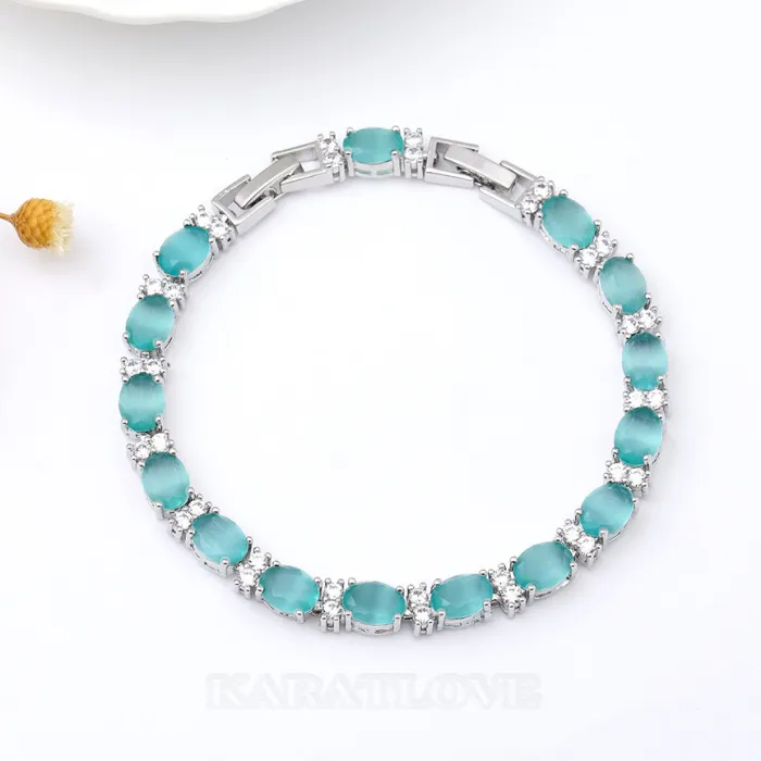 Cyan Crystal 7" Bracelet Cyan Crystal 7" Bracelet