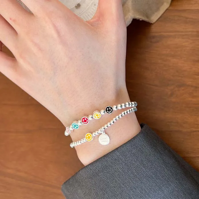 Good Luck Yellow Smiley Face 925 Sterling Silver 6" Bracelet Good Luck Yellow Smiley Face 925 Sterling Silver 6" Bracelet
