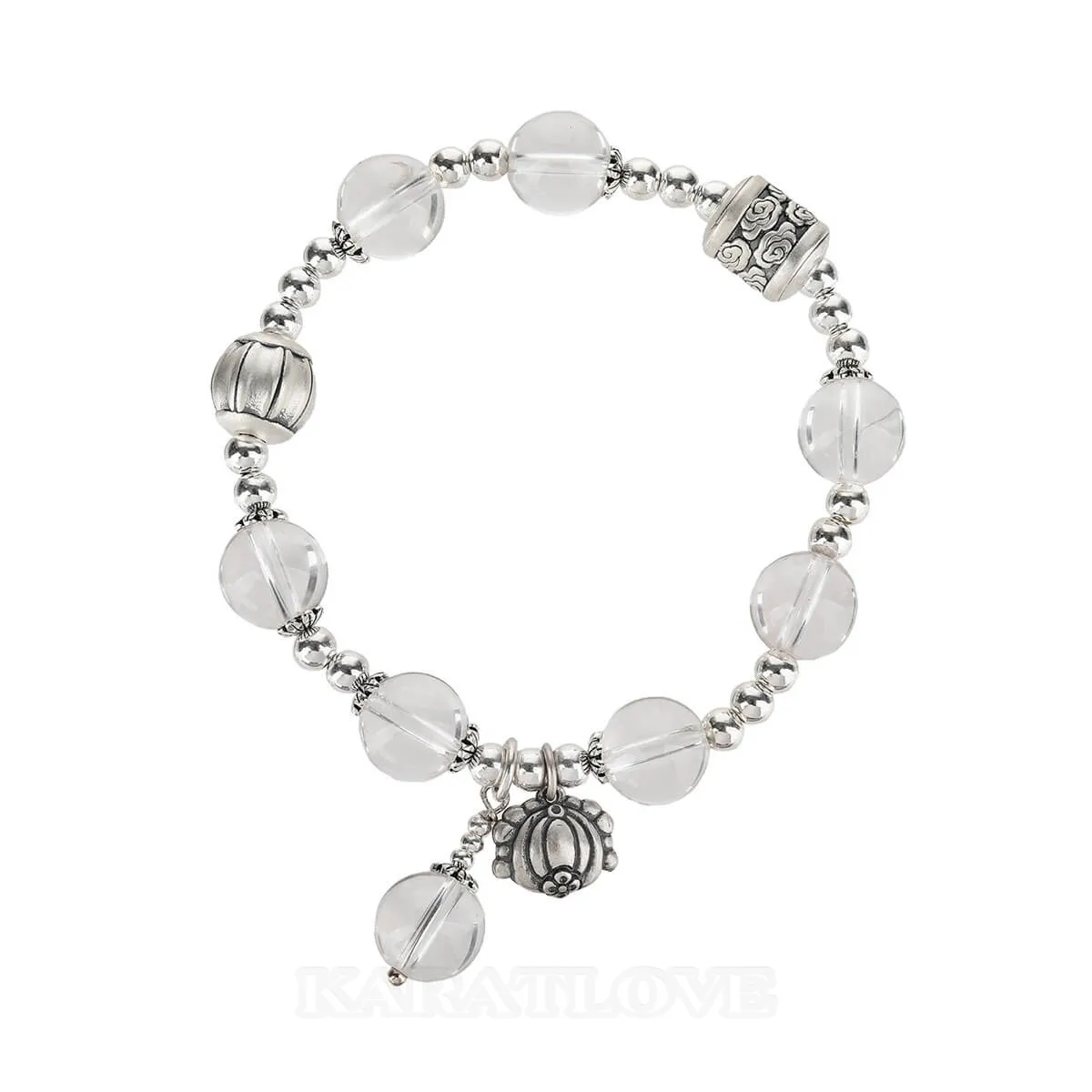 Crystal Quartz 925 Sterling Silver 7.1 Inches Bracelet
