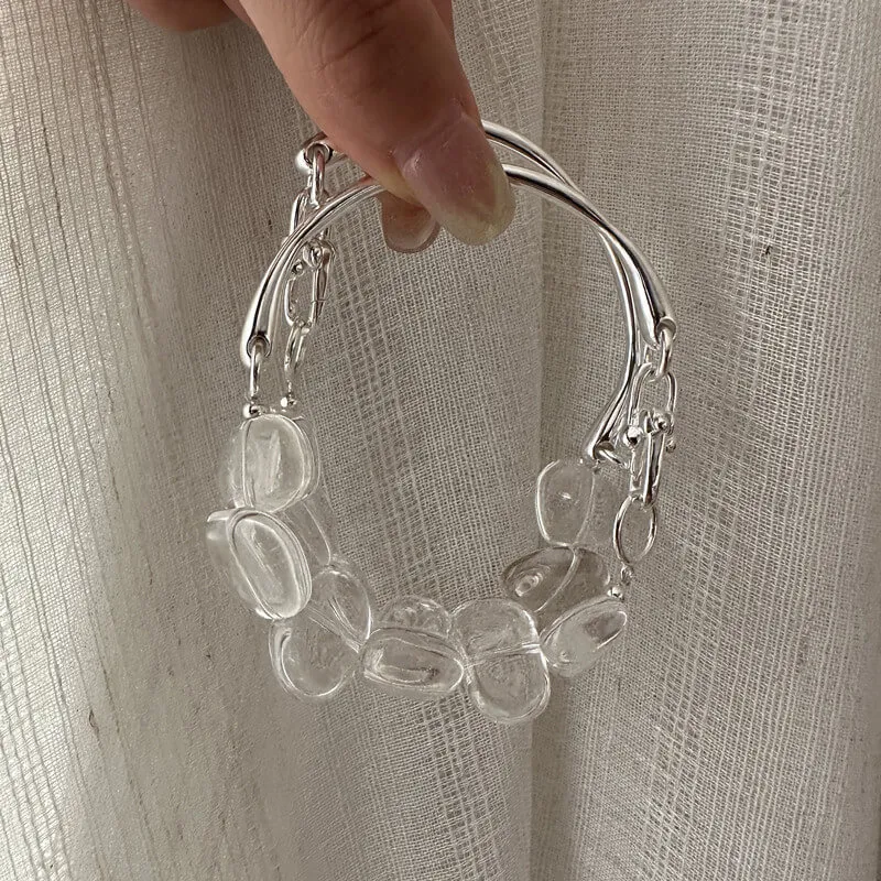 925 Sterling Silver Crystal Quartz 6.5 Inches Bracelet