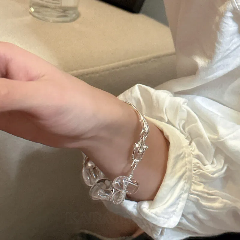 925 Sterling Silver Crystal Quartz 6.5 Inches Bracelet