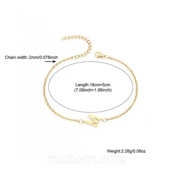 Fashion Letter Detail 8 Inches Charm Bracelet