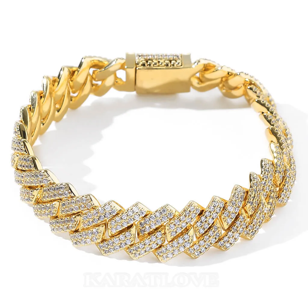 Hip Hop Diamond White 18K Gold Plated Cuban Bracelet
