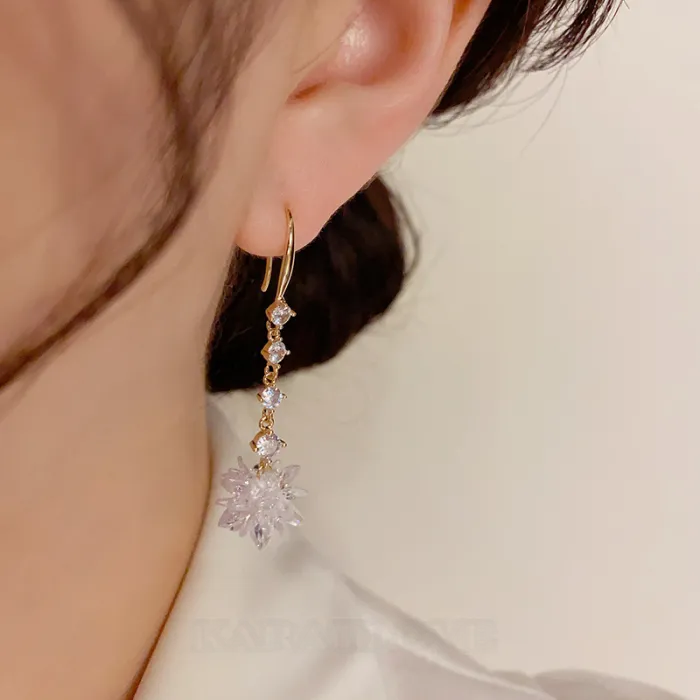 Crystal Yellow Gold Drop Earrings