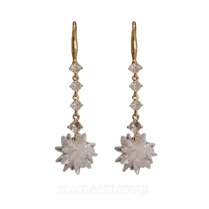 Crystal Yellow Gold Drop Earrings