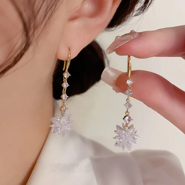 Crystal Yellow Gold Drop Earrings