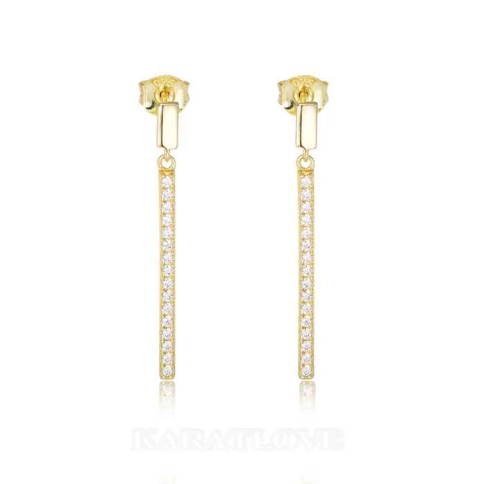 Diamond White Yellow Gold 925 Sterling Silver Drop Earrings Diamond White Yellow Gold 925 Sterling Silver Drop Earrings