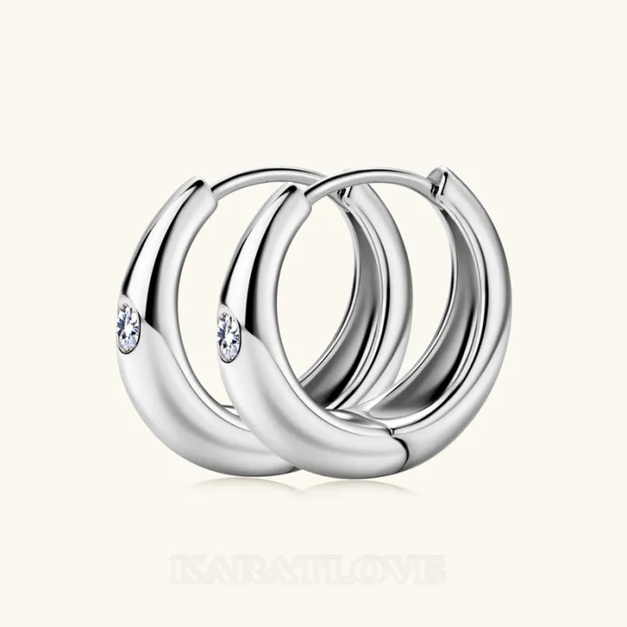 Diamond White 925 Sterling Silver Hoops Earrings Diamond White 925 Sterling Silver Hoops Earrings