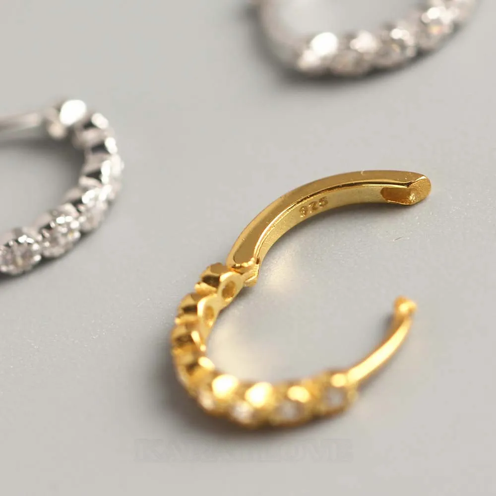 Round Diamond White 925 Sterling Silver Yellow Gold Hoop Earrings