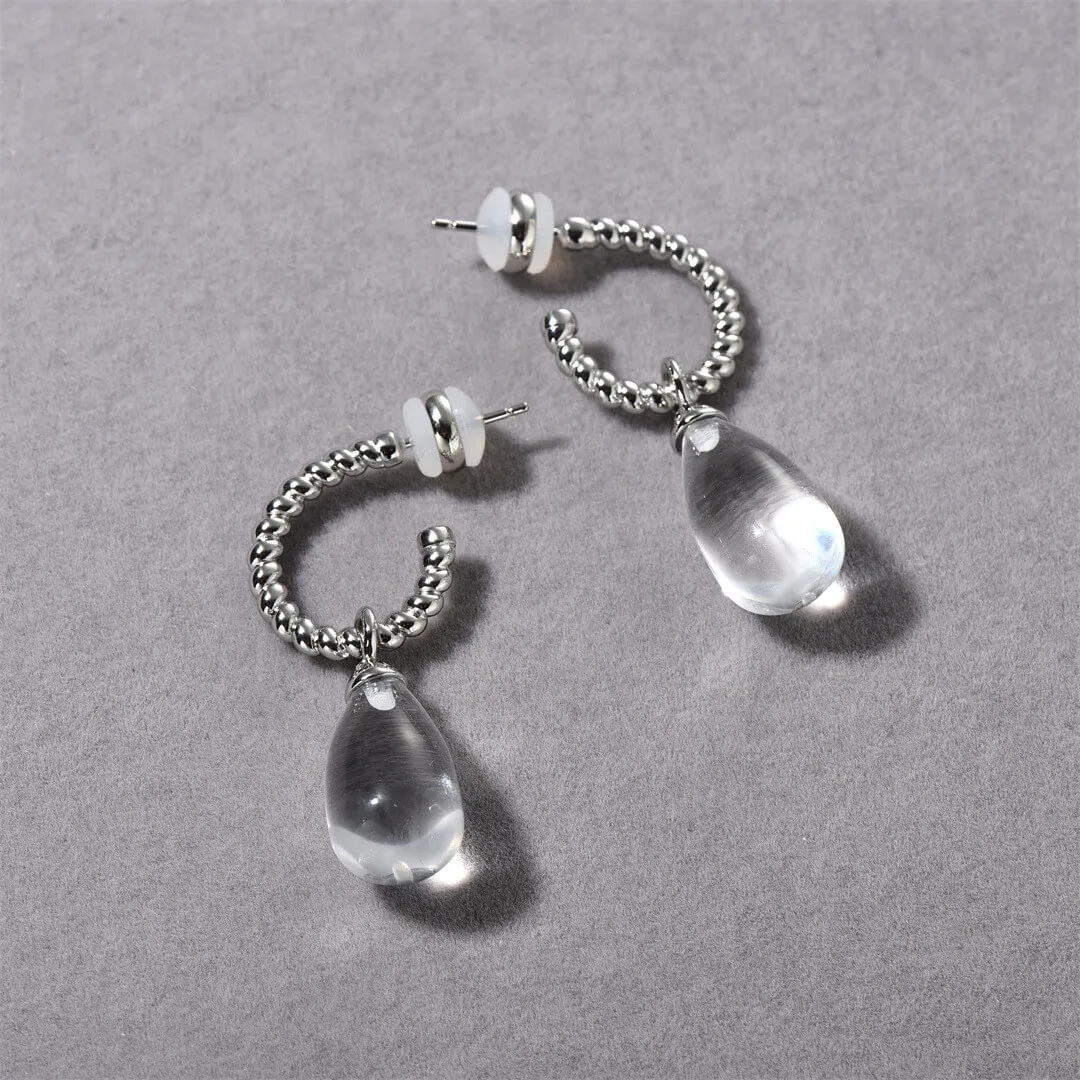 925 Sterling Silver Crystal Quartz Drop Earrings 925 Sterling Silver Crystal Quartz Drop Earrings
