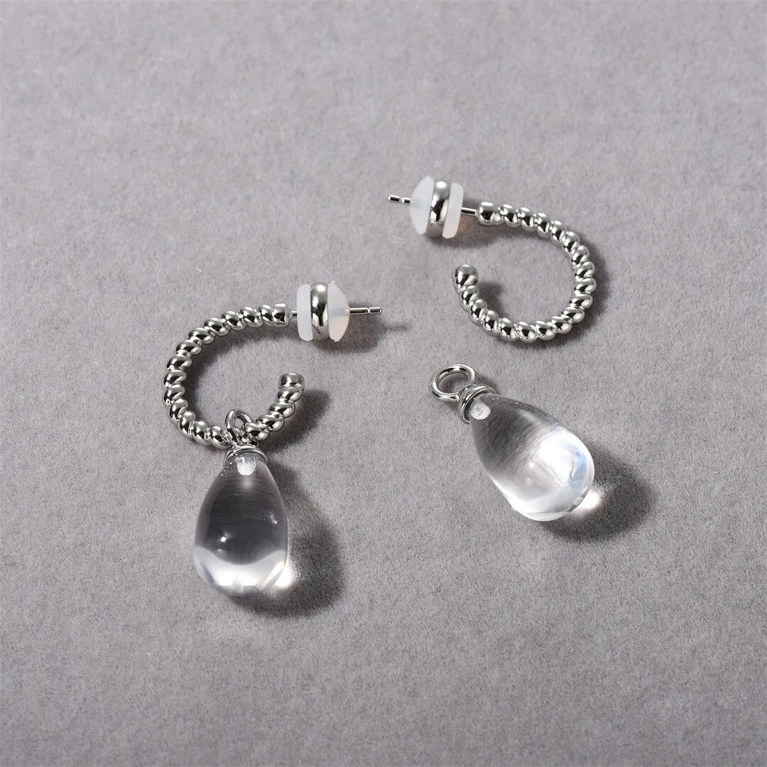 925 Sterling Silver Crystal Quartz Drop Earrings